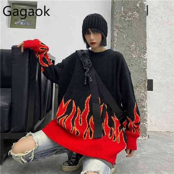gagaok loose harajuku women sweater knit spring autumn flame sweaters female fashion long outfit pullovers plus size 210922, White;black
gagaok loose harajuku women sweater knit spring autumn flame sweaters female fashion long outfit pullovers plus size 210922, White;black