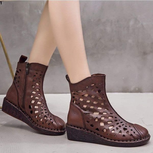 boots alishinrey summer women ankle handmade genuine leather hollow out sandals flat women's shoes soft bottom, Black
boots alishinrey summer women ankle handmade genuine leather hollow out sandals flat women's shoes soft bottom, Black
