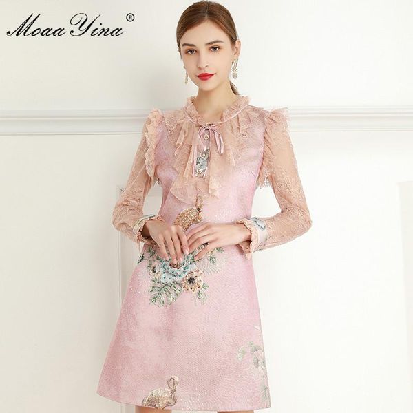 moaayina fashion designer dress summer women's ruffles lace long sleeve flowers little bird beaded pink dresses casual, Black;gray
moaayina fashion designer dress summer women's ruffles lace long sleeve flowers little bird beaded pink dresses casual, Black;gray