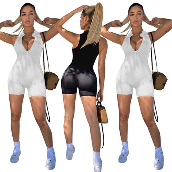 women jumpsuits sleeveless solid color rompers summer bodycon shorts s-2xl leggings clothes casual zipper clothing 4809, Black;white
women jumpsuits sleeveless solid color rompers summer bodycon shorts s-2xl leggings clothes casual zipper clothing 4809, Black;white