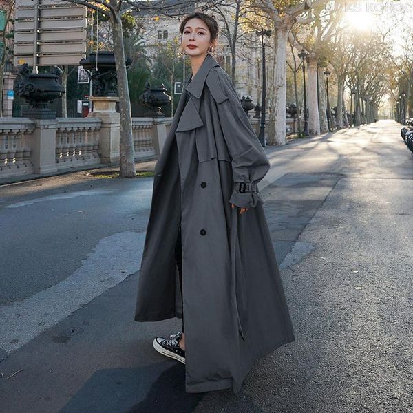 women's trench coats korean style loose oversized x-long coat double-breasted belted lady cloak windbreaker spring fall outerwear grey, Tan;black
women's trench coats korean style loose oversized x-long coat double-breasted belted lady cloak windbreaker spring fall outerwear grey, Tan;black