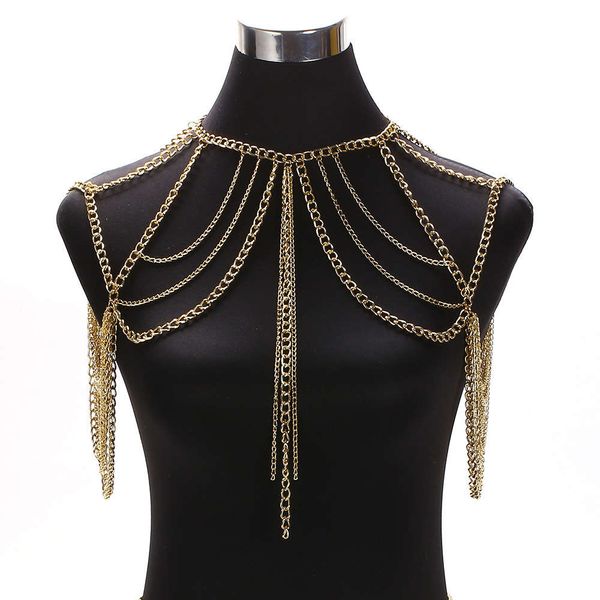 body chain metal multi-layer double shoulder women's beach bikini clothing accessories body chain necklace, Silver
body chain metal multi-layer double shoulder women's beach bikini clothing accessories body chain necklace, Silver