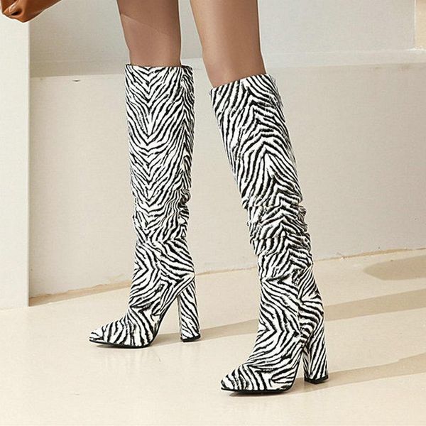 boots 2021 autumn winter zebra print women fashion pleated square high heel knee ladies slip on pointed toe shoes, Black
boots 2021 autumn winter zebra print women fashion pleated square high heel knee ladies slip on pointed toe shoes, Black