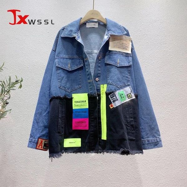 women's jackets jeans jacket women zipper patch patchwork fashion letter embroidery denim female loose oversize coat 2021, Black;brown
women's jackets jeans jacket women zipper patch patchwork fashion letter embroidery denim female loose oversize coat 2021, Black;brown