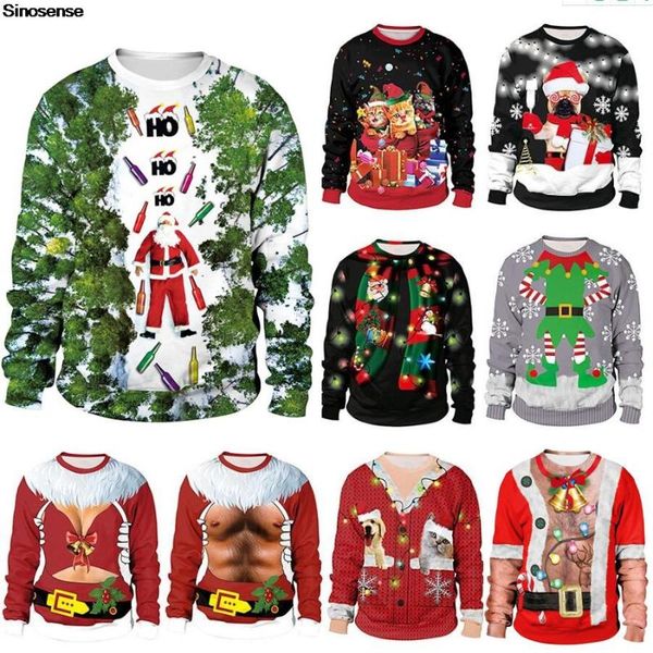 men's sweaters men women santa ugly christmas sweater 3d novelty funny holiday party xmas crewneck sweatshirt pullover jumpers, White;black
men's sweaters men women santa ugly christmas sweater 3d novelty funny holiday party xmas crewneck sweatshirt pullover jumpers, White;black