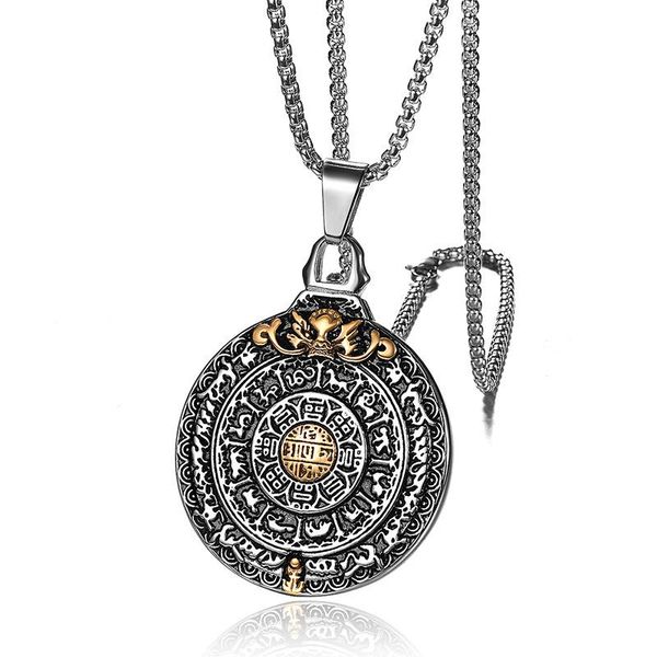 vintage titanium steel nine palaces bagua guardian pendant zodiac men's necklace stainless necklaces, Silver
vintage titanium steel nine palaces bagua guardian pendant zodiac men's necklace stainless necklaces, Silver