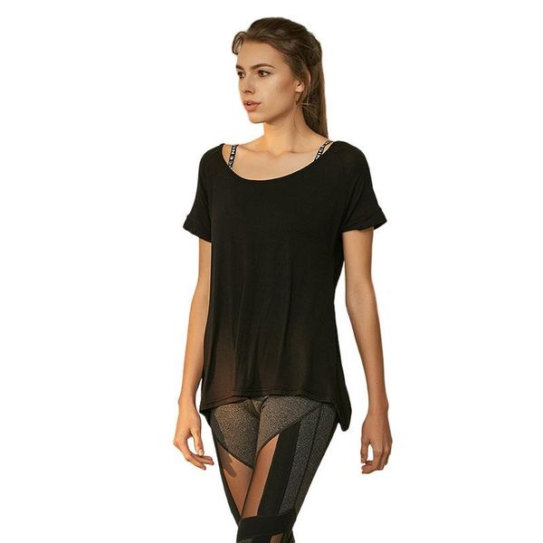yoga outfit comfortable model women short sleeve cross wrap backless t-shirt summer thin loose sport tee fitness clothing
yoga outfit comfortable model women short sleeve cross wrap backless t-shirt summer thin loose sport tee fitness clothing