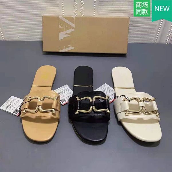 slippers z designer shoes new women nude gold metal buckle fashion flat sandals slipper for female i4vv, Black
slippers z designer shoes new women nude gold metal buckle fashion flat sandals slipper for female i4vv, Black