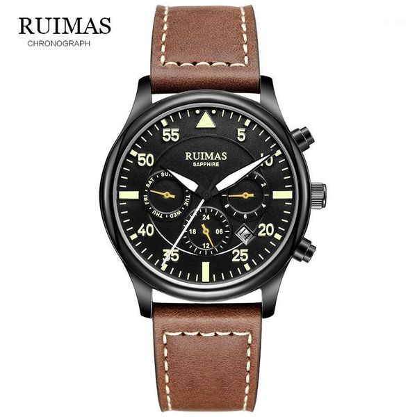 military sport watch men automatic mechanical working sub-dials calendar date leather strap mens watches wristwatches, Slivery;brown
military sport watch men automatic mechanical working sub-dials calendar date leather strap mens watches wristwatches, Slivery;brown