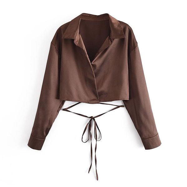 women's blouses & shirts crop women fashion casual 2021 female lapel brownness long sleeve blouse, White
women's blouses & shirts crop women fashion casual 2021 female lapel brownness long sleeve blouse, White