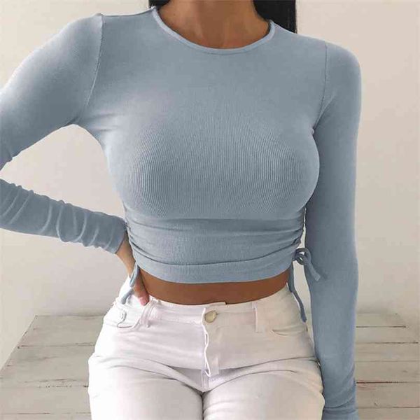 o-neck long sleeve bodycon cropped autumn women irregular drawstring bandage knitted solid t-shirt 210607, White
o-neck long sleeve bodycon cropped autumn women irregular drawstring bandage knitted solid t-shirt 210607, White