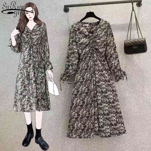 spring long sleeve chiffon floral dress women large size 4xl medium length loose women's femme robe 12933 210427, Black;gray
spring long sleeve chiffon floral dress women large size 4xl medium length loose women's femme robe 12933 210427, Black;gray