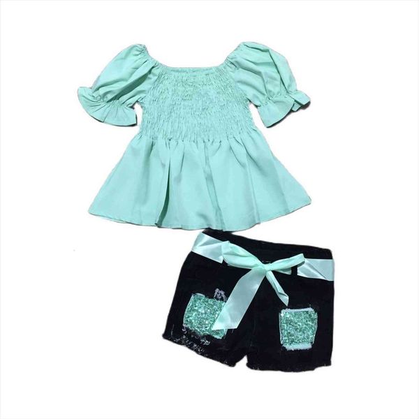 summer baby girls children clothes outfits set boutique mint smocked sequins denim jeans shorts cotton, White
summer baby girls children clothes outfits set boutique mint smocked sequins denim jeans shorts cotton, White