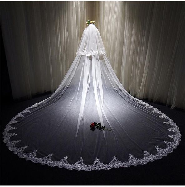 bridal veils ivory romantic wedding veil with blusher lace cathedral veu de noiva 3 meters wide, Black
bridal veils ivory romantic wedding veil with blusher lace cathedral veu de noiva 3 meters wide, Black