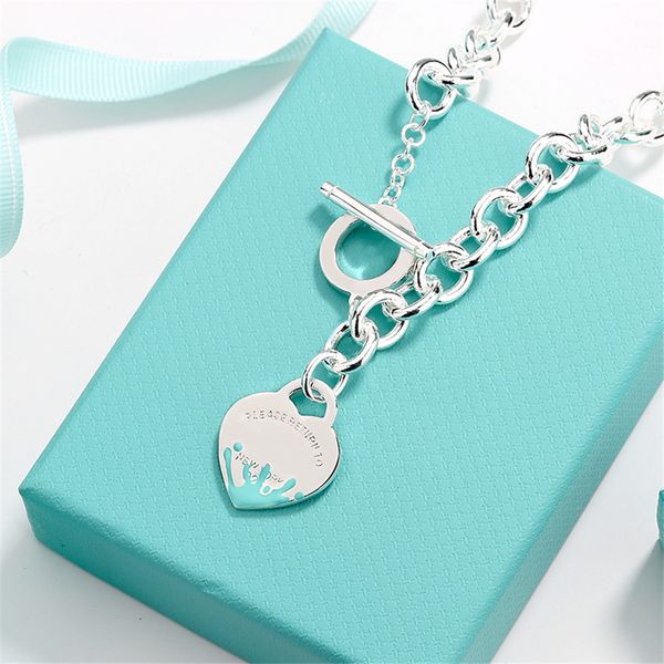2022 brand original jewelry designer necklace t buckle cyan enamel water splash heart pendant men's and women's fashion simple hig, Silver
2022 brand original jewelry designer necklace t buckle cyan enamel water splash heart pendant men's and women's fashion simple hig, Silver