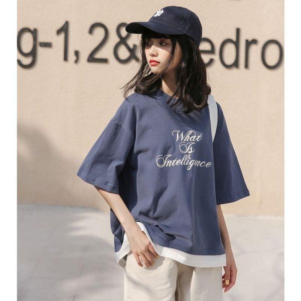 fake two-piece t-shirt women's summer dress korean round neck loose classic girlish student mori short sleeve fashion, White
fake two-piece t-shirt women's summer dress korean round neck loose classic girlish student mori short sleeve fashion, White