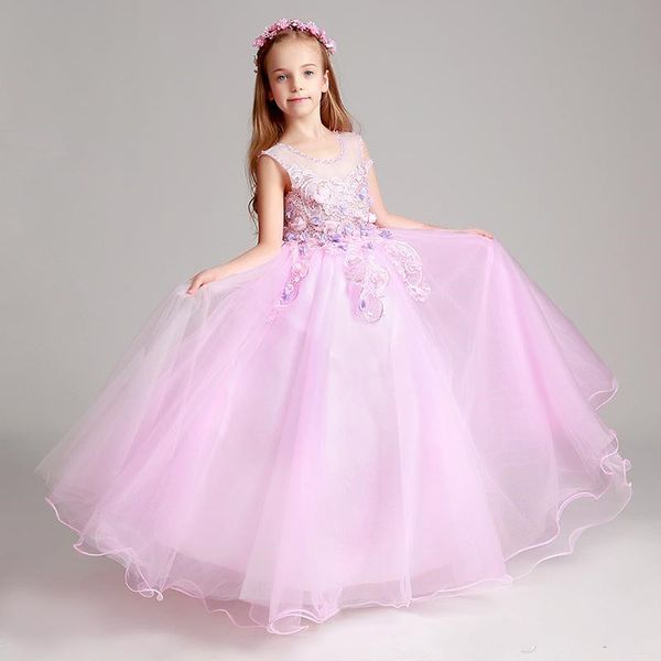 pink flower girls dress ball gown scoop soft tulle organza with lace applique hand made, White;red
pink flower girls dress ball gown scoop soft tulle organza with lace applique hand made, White;red