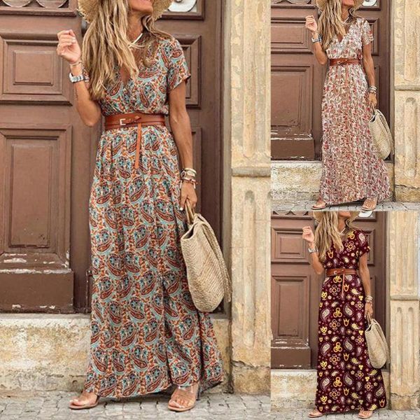 casual dresses stylish boho skin-friendly women dress paisley print large hem short sleeve slit maxi with belt for party daily wear, Black;gray
casual dresses stylish boho skin-friendly women dress paisley print large hem short sleeve slit maxi with belt for party daily wear, Black;gray