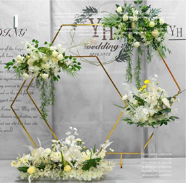party decoration shiny gold hexagonal arch outdoor lawn flower plinth iron frame wedding background props billboard balloons backdrop
party decoration shiny gold hexagonal arch outdoor lawn flower plinth iron frame wedding background props billboard balloons backdrop