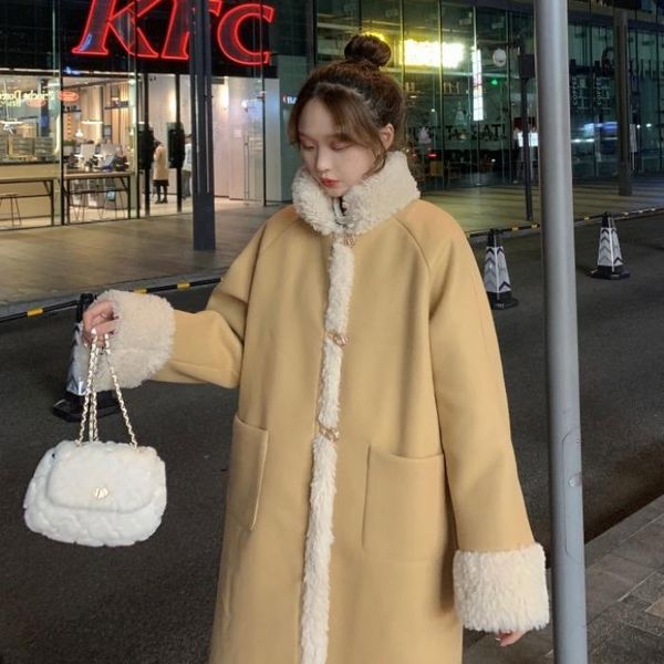 women's wool & blends thicken winter coat cashmere blend trench cute yellow korean fashion cappotto donna inverno women jackets de50mn, Black
women's wool & blends thicken winter coat cashmere blend trench cute yellow korean fashion cappotto donna inverno women jackets de50mn, Black