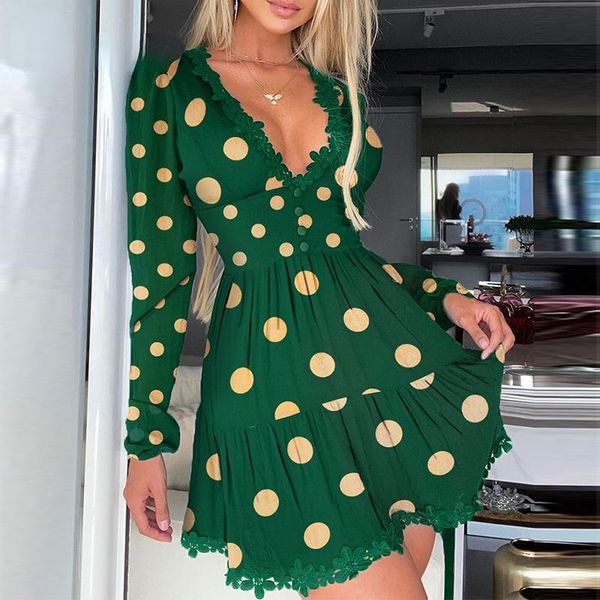 casual dresses women's 2021 arrival polka dot print lace dress, long sleeves, pleated filling, and feminine, Black;gray
casual dresses women's 2021 arrival polka dot print lace dress, long sleeves, pleated filling, and feminine, Black;gray