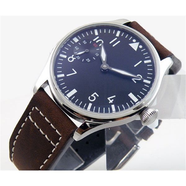 44mm sterile black index finger guide hand winding 6497 men wristwatch, Slivery;brown
44mm sterile black index finger guide hand winding 6497 men wristwatch, Slivery;brown