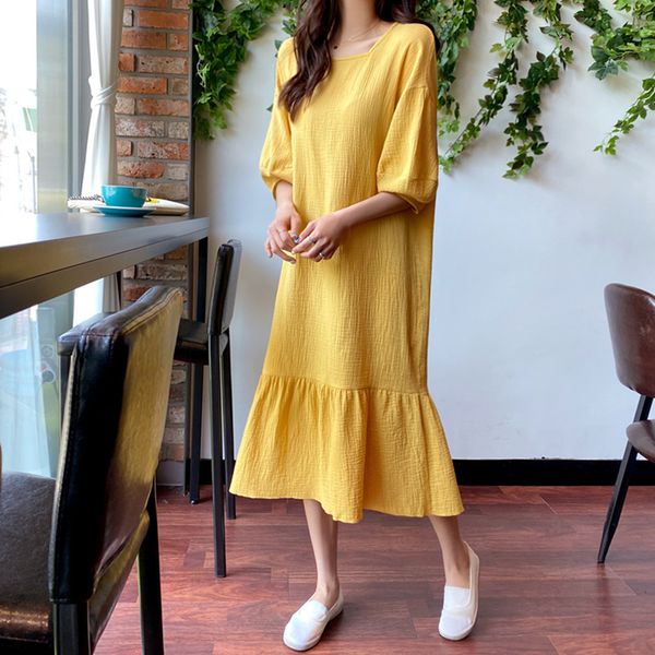 spring loose women's robe korean style fashion yellow square collar ruffles half sleeve women dress ladies qb182 210510, Black;gray
spring loose women's robe korean style fashion yellow square collar ruffles half sleeve women dress ladies qb182 210510, Black;gray