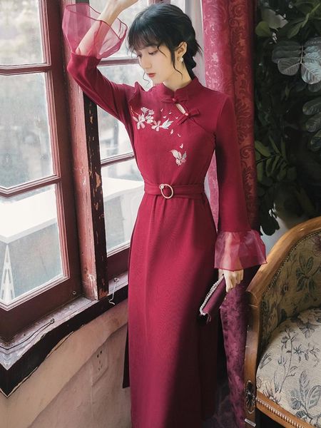 ethnic clothing restoring ancient ways china embroidery improved qipao dress young maiden temperament wedding toast in paragraph 1563, Red
ethnic clothing restoring ancient ways china embroidery improved qipao dress young maiden temperament wedding toast in paragraph 1563, Red