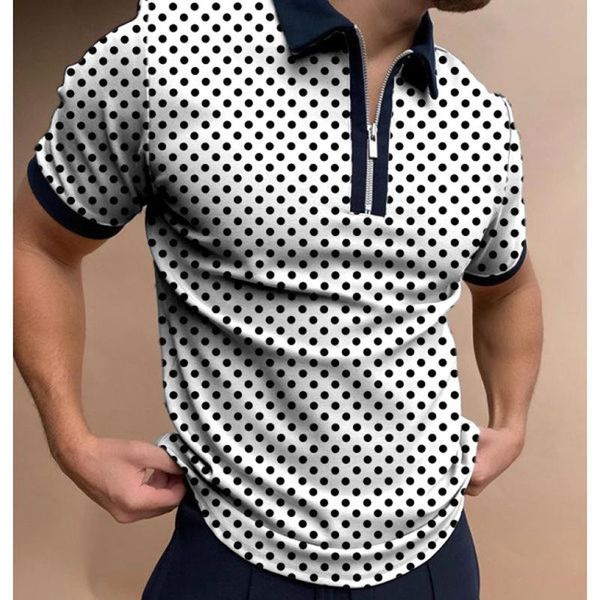 men's polos summer men shirt short sleeve loose zipper polka dot print streetwear fashion male clothes oversized shirts for tee top, White;black
men's polos summer men shirt short sleeve loose zipper polka dot print streetwear fashion male clothes oversized shirts for tee top, White;black