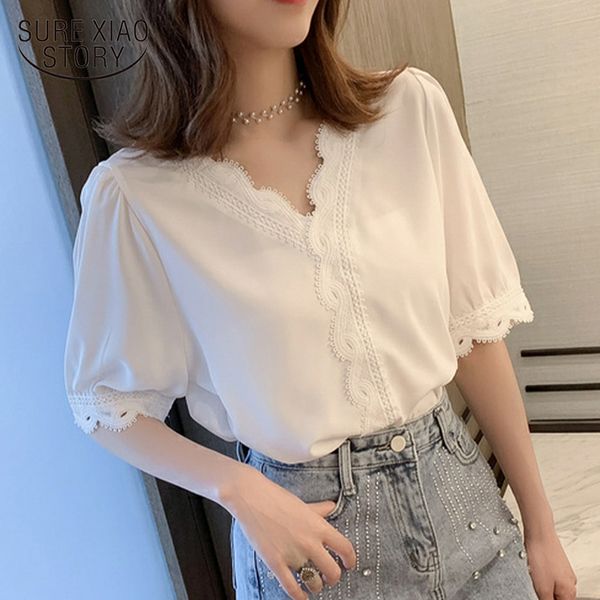 2021 new summer women chiffon shirt short sleeve blouse elegant sweet v-neck korean white hollow out fashion blusas chic
2021 new summer women chiffon shirt short sleeve blouse elegant sweet v-neck korean white hollow out fashion blusas chic
