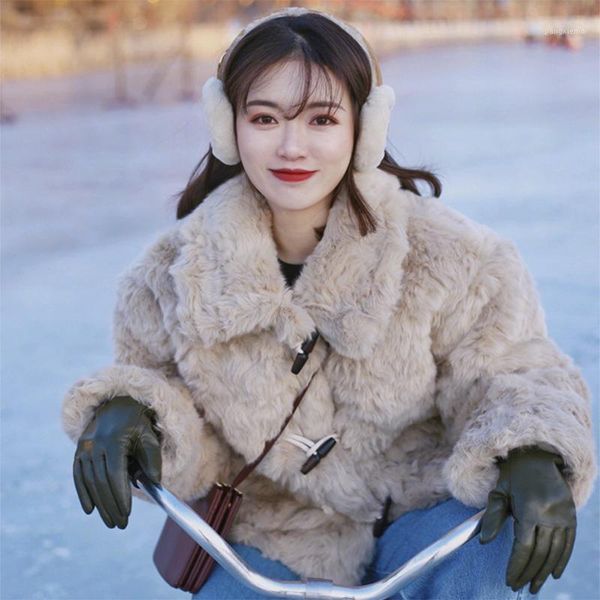 women's fur & faux women 2021 winter fashion korean warm lapel jackets female lamb plush coats ladies short loose overcoats r404, Black
women's fur & faux women 2021 winter fashion korean warm lapel jackets female lamb plush coats ladies short loose overcoats r404, Black