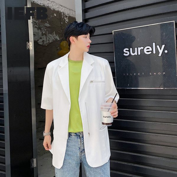 iefb casual men's clothing half sleeve white coat short blazer summer trend notched collar loose suit streetwer 9y6757 210524, White;black
iefb casual men's clothing half sleeve white coat short blazer summer trend notched collar loose suit streetwer 9y6757 210524, White;black