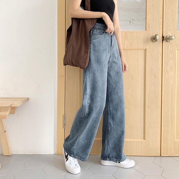 women's jeans women's high waist trousers wide leg pants solid color casual loose vintage straight denim, Blue
women's jeans women's high waist trousers wide leg pants solid color casual loose vintage straight denim, Blue