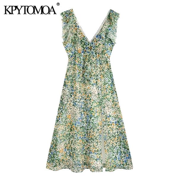 women chic fashion floral print ruffled midi dress vintage v neck sleeveless side vents female dresses vestidos 210420, Black;gray
women chic fashion floral print ruffled midi dress vintage v neck sleeveless side vents female dresses vestidos 210420, Black;gray