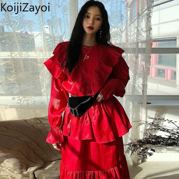 casual dresses koijizayoi elegant ruffles women fashion maxi dress long sleeves o neck red ladies spring autumn 2022 arrival robe, Black;gray
casual dresses koijizayoi elegant ruffles women fashion maxi dress long sleeves o neck red ladies spring autumn 2022 arrival robe, Black;gray