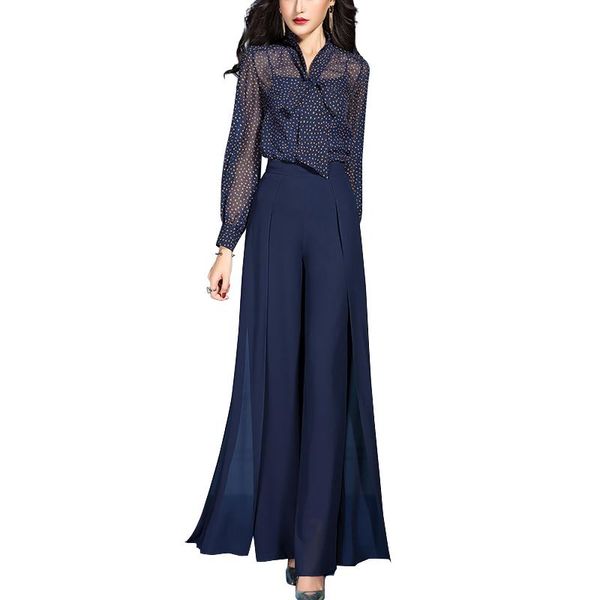 women's two piece pants 2021 spring arrival fashion graceful womens ol chiffon blouse flare pant matching 2 pcs set for office lady, White
women's two piece pants 2021 spring arrival fashion graceful womens ol chiffon blouse flare pant matching 2 pcs set for office lady, White