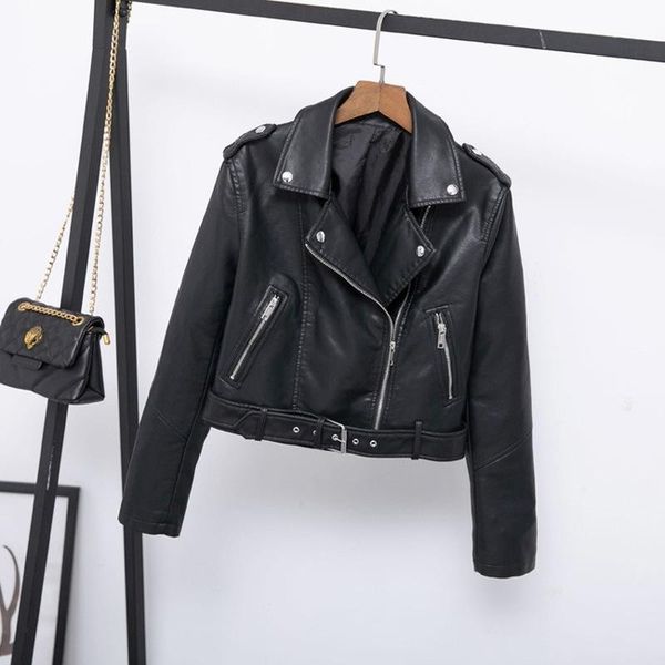women's leather & faux autumn short soft jacket women fashion zipper motorcycle pu ladies basic street coat, Black
women's leather & faux autumn short soft jacket women fashion zipper motorcycle pu ladies basic street coat, Black