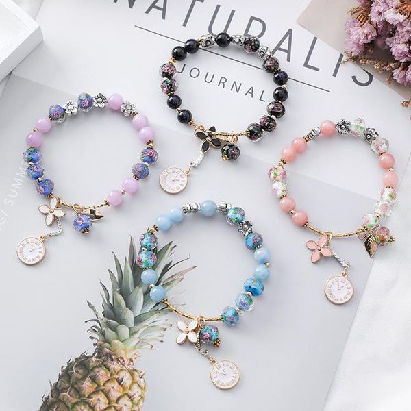 link, chain retro flower crystal bracelet female simple ethnic wind clock leaf hand string personality boudoir students, Black
link, chain retro flower crystal bracelet female simple ethnic wind clock leaf hand string personality boudoir students, Black