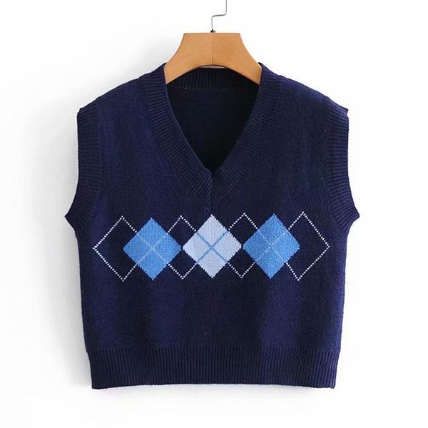 women's vests vest sweater pullover 2021 fashion young students british style diamond plaid women casual street chic, Black;white
women's vests vest sweater pullover 2021 fashion young students british style diamond plaid women casual street chic, Black;white