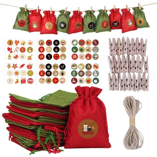 christmas decorations 24 sets advent calendar drawstring bag with stickers wooden clips ropes diy hanging countdown candy gift pouch
christmas decorations 24 sets advent calendar drawstring bag with stickers wooden clips ropes diy hanging countdown candy gift pouch