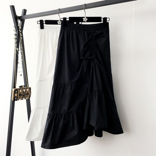 hsa summer elegant skirts for women high waist ruffles irregular black long cotton vetement femme 210430
hsa summer elegant skirts for women high waist ruffles irregular black long cotton vetement femme 210430