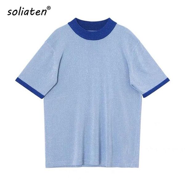 women's t-shirt 2021 summer glitter t shirt women knitted casual short sleeves o-neck shiny slim kintwear female basic b-006, White
women's t-shirt 2021 summer glitter t shirt women knitted casual short sleeves o-neck shiny slim kintwear female basic b-006, White