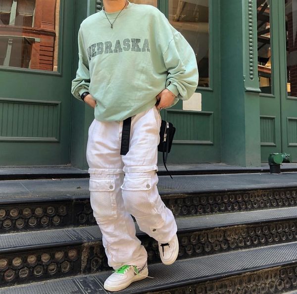 fashion yang men high street raf simons wash water damage worn letter print vintage loose crew neck sweater, Black
fashion yang men high street raf simons wash water damage worn letter print vintage loose crew neck sweater, Black