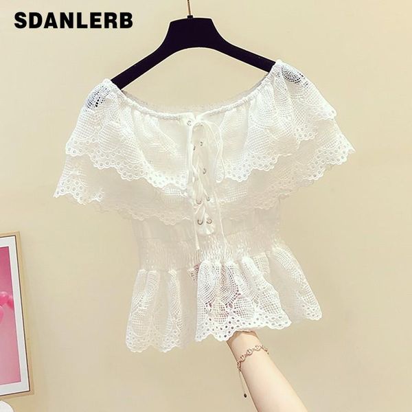women's blouses & shirts 2021 summer blouse french style temperament off-shoulder lace ruffled waist trimming shirt slimming fashion, White
women's blouses & shirts 2021 summer blouse french style temperament off-shoulder lace ruffled waist trimming shirt slimming fashion, White