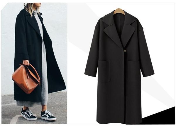 wool blend coat winter without belt women classic turn-down collar oversize long beige trench outwear women's & blends, Black
wool blend coat winter without belt women classic turn-down collar oversize long beige trench outwear women's & blends, Black
