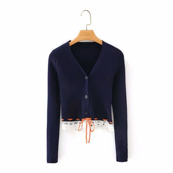evfer sweet lady patchwork lace hem solid elastic sweaters chic girl drawstring up long sleeve knitted cardiagans 210421, White;black
evfer sweet lady patchwork lace hem solid elastic sweaters chic girl drawstring up long sleeve knitted cardiagans 210421, White;black