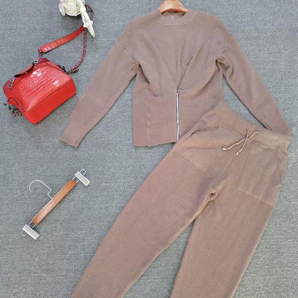women's two piece pants knitted tracksuit loose casual sweaters and 2021 autumn female black o-neck pullovers sets femme, White
women's two piece pants knitted tracksuit loose casual sweaters and 2021 autumn female black o-neck pullovers sets femme, White