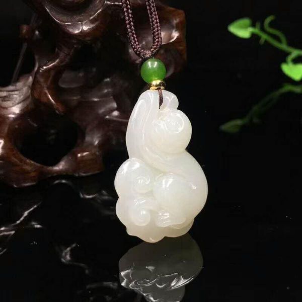 lockets h63#exquisite hetian jade lively and lucky ruyi monkey pendant, Silver 
lockets h63#exquisite hetian jade lively and lucky ruyi monkey pendant, Silver