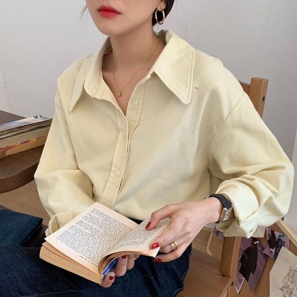 women's blouses & shirts autumn product blouse female candy color skin revealing lapel single-breasted loose wild brushed shirt uk830, White
women's blouses & shirts autumn product blouse female candy color skin revealing lapel single-breasted loose wild brushed shirt uk830, White