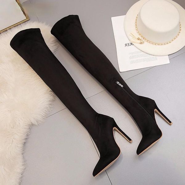 faux suede super high heels women thigh boots elegant thin heeled stretch over the knee autumn winter long, Black
faux suede super high heels women thigh boots elegant thin heeled stretch over the knee autumn winter long, Black